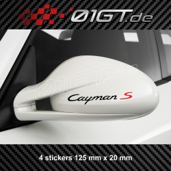 4 stickers logo CAYMAN S bicolore pour rétroviseur Porsche