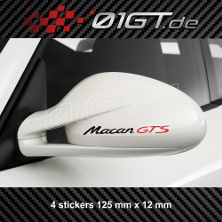 4 stickers logo MACAN GTS bicolore pour rétroviseur Porsche