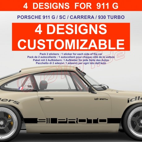 Anpassbar Seitenstreifen Aufkleber für PORSCHE 911G 930 TURBO
