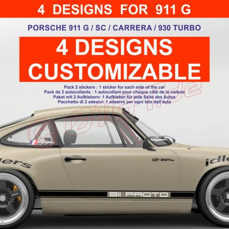 Kit sticker personnalisable bicolore pour bas de caisse de PORSCHE 911G 930 TURBO