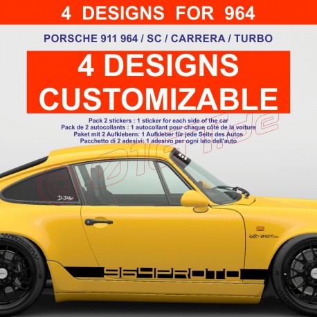 Anpassbar Seitenstreifen Aufkleber für PORSCHE 911 964 RS