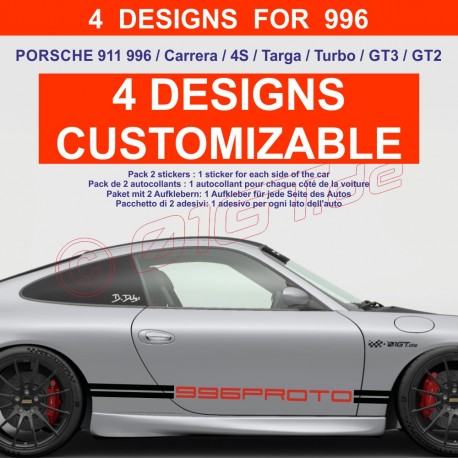 Zweifarbig Anpassbar Seitenstreifen Aufkleber für PORSCHE 911 996