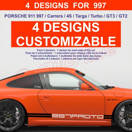 Kit sticker bas de caisse personnalisable bicolore pour PORSCHE 911 997