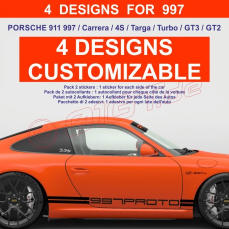 Kit sticker bas de caisse personnalisable pour PORSCHE 911 997