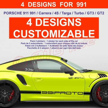 Anpassbar Seitenstreifen Aufkleber für PORSCHE 911 991