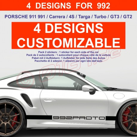 Kit sticker bas de caisse personnalisable pour PORSCHE 911 992
