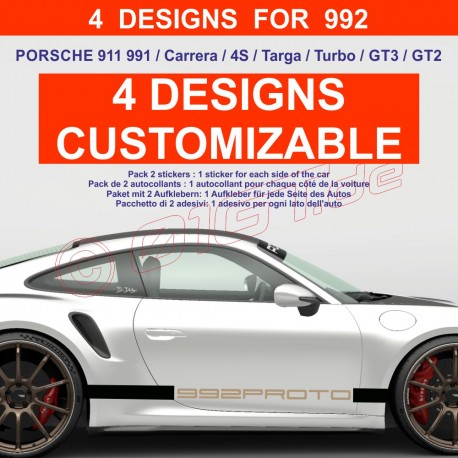 Kit sticker bas de caisse personnalisable bicolore pour PORSCHE 911 992