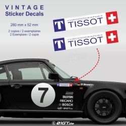 Kit de 2 autocollant TISSOT vintage pour Porsche