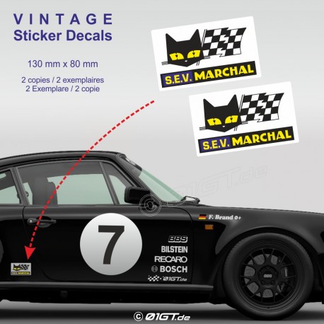 Kit de 2 autocollant MARCHAL vintage pour Porsche