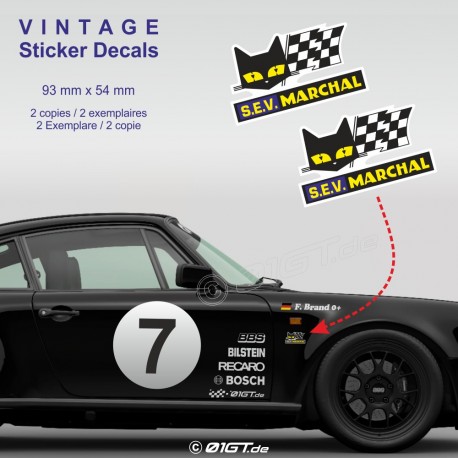 Kit de 2 autocollant S.E.V. MARCHAL vintage pour Porsche