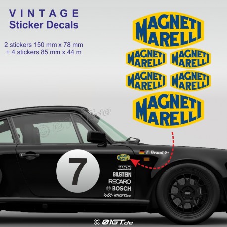 MAGNETI MARELLI design 4 - Lot de 6 stickers pour Porsche Vintage