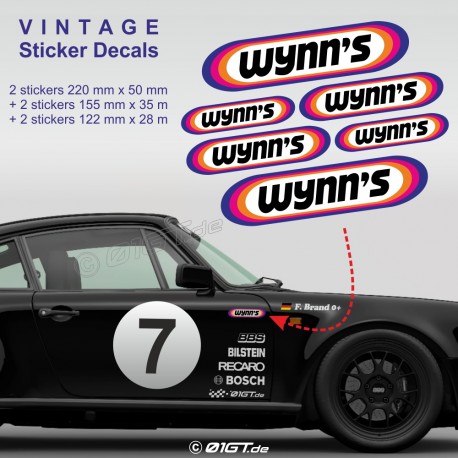 WYNN'S - 6 vintage Aufkleber für PORSCHE