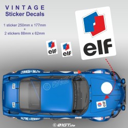 ELF VINTAGE - Kit de 3 autocollant vintage pour Alpine et Porsche