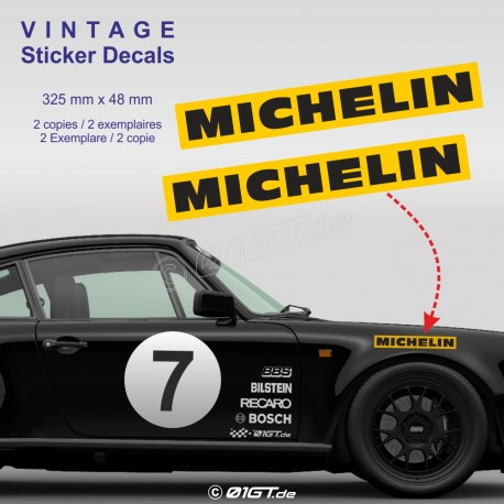 MICHELIN - Kit de 2 autocollant vintage pour Porsche