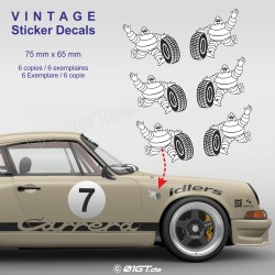 MICHELIN - Kit de 6 autocollant vintage pour Porsche