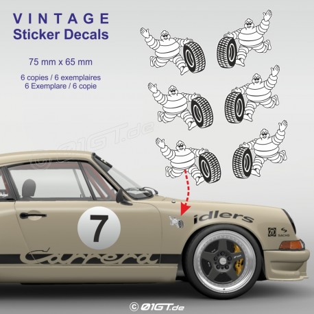 MICHELIN - Kit de 6 autocollant vintage pour Porsche