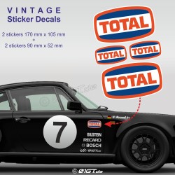 TOTAL - Kit de 4 autocollant vintage pour Porsche