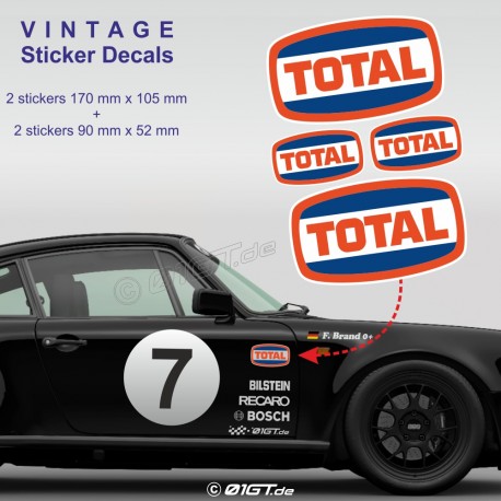 TOTAL - 4 Racing Oldtimer Aufkleber für PORSCHE