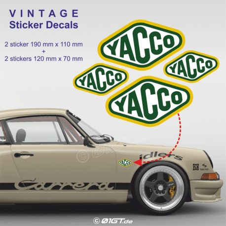 YACCO 90's - 4 Racing Oldtimer Aufkleber für PORSCHE