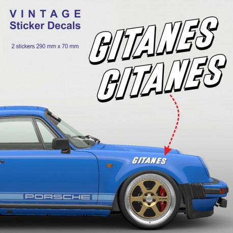 GITANES - 2 vintage sticker decals 30 cm for PORSCHE