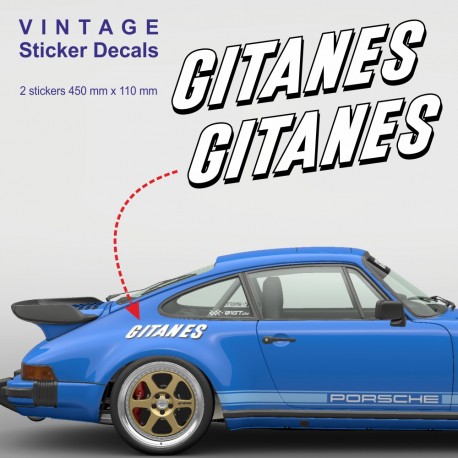 GITANES - 2 vintage sticker decals 45 cm for PORSCHE