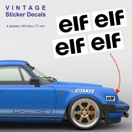 ELF - 4 vintage sticker decals 14cm for PORSCHE
