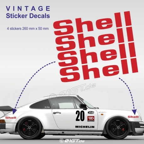 SHELL - 4 vintage sticker decals for PORSCHE