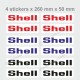 SHELL - 4 Vintage-Aufkleber mit weißem Hintergrund für PORSCHE