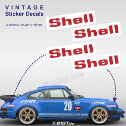 SHELL - 4 Vintage-Aufkleber mit weißem Hintergrund für PORSCHE