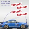 SHELL - 4 vintage sticker decals with white background for PORSCHE
