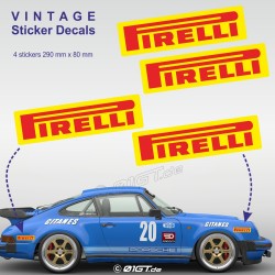 PIRELLI - 4 Vintage-Aufkleber zeiwarfieg für PORSCHE