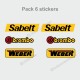 SABELT BREMBO WEBER - Kit de 6 autocollant vintage pour Porsche