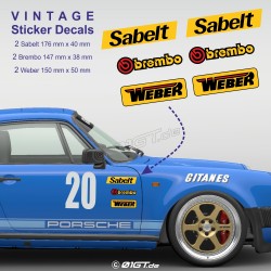 SABELT BREMBO WEBER - 6 Racing Oldtimer Aufkleber für PORSCHE