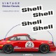 SHELL - 4 Vintage-Aufkleber mit weißem Hintergrund für PORSCHE