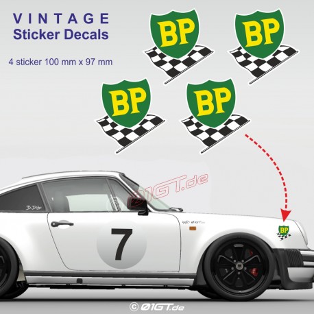 BP British Petroleum 70's - 4 Racing Oldtimer Aufkleber für PORSCHE
