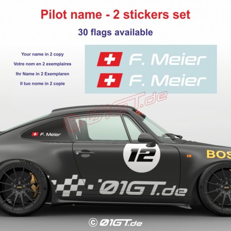 Aufkleber Fahrername oder Beifahrername in 2 Exemplaren - Typ 4
