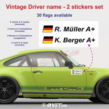 Vintage sticker with pilot and co-pilot names in 2 copies - Type B